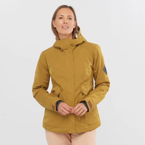 Brown Salomon Snow Rebel Insulated Hoodie Women's Ski Jackets | IE DP2358